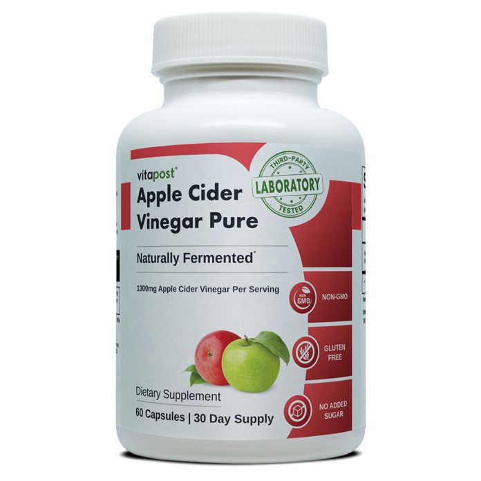 Discover the benefits of apple cider vinegar with VitaPost ACV Pure capsules, made for easy digestion and no taste.