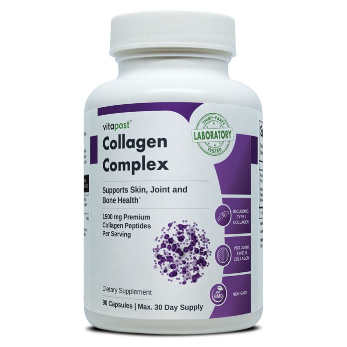 Boost health with Collagen Complex Supplements! Support your skin, bones, and joints with 1500mg of hydrolyzed peptides per serving.