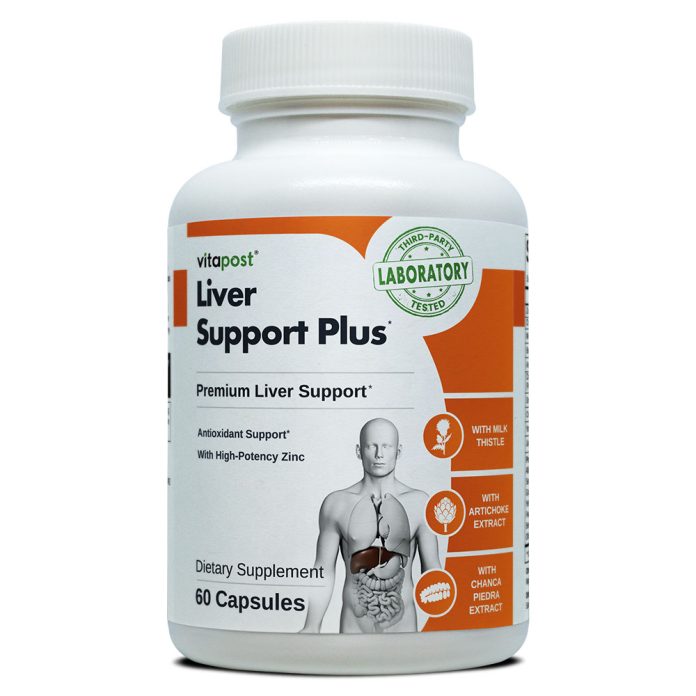 Boost your liver health with VitaPost Liver Support Plus, packed with antioxidants like Milk Thistle, Artichoke, and Zinc.