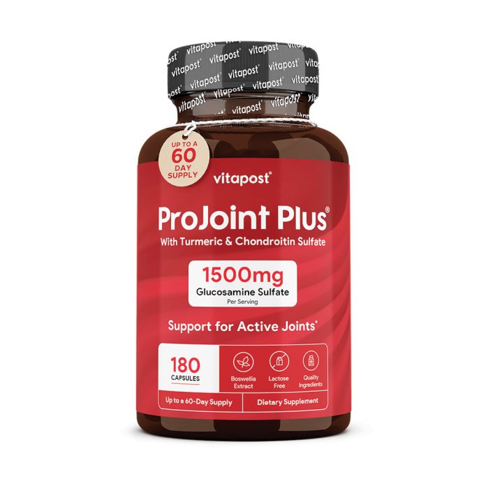 Boost joint health with VitaPost ProJoint Plus®, rich in Glucosamine & Chondroitin for enhanced mobility and comfort.